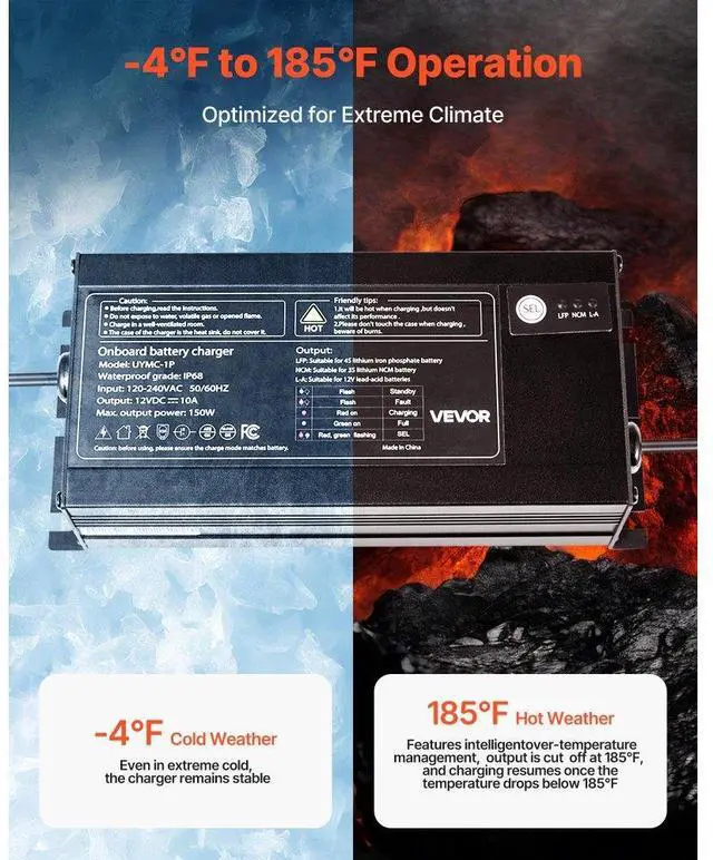 Alt view image 5 of 7 - 1-Bank 10A 12V Smart Marine Battery Charger Onboard IP68 Waterproof Boat RV