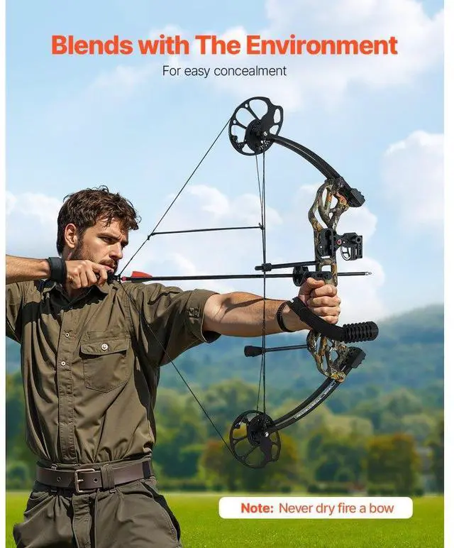 Alt view image 2 of 7 - Compound Bow Archery Right Hand Arrow Set 70 Lbs 320 fps Hunting Shooting Target