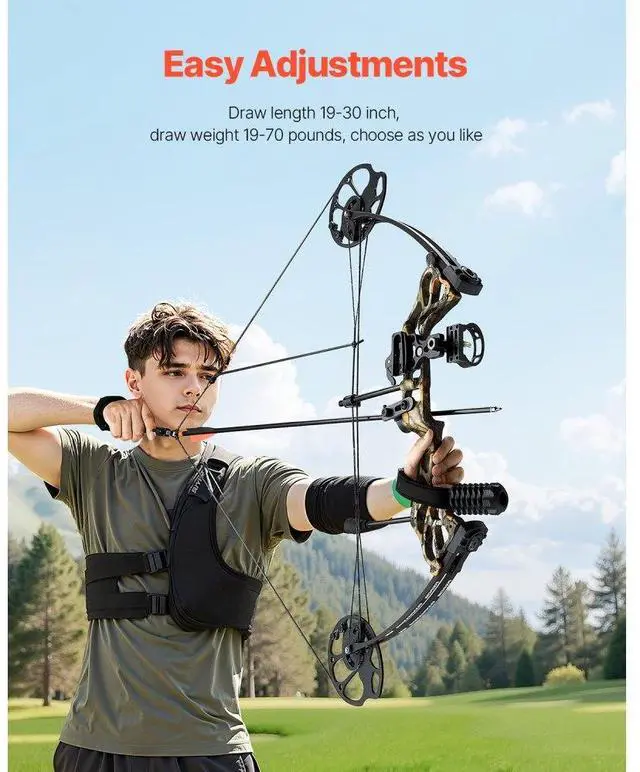 Alt view image 4 of 7 - Compound Bow Archery Right Hand Arrow Set 70 Lbs 320 fps Hunting Shooting Target