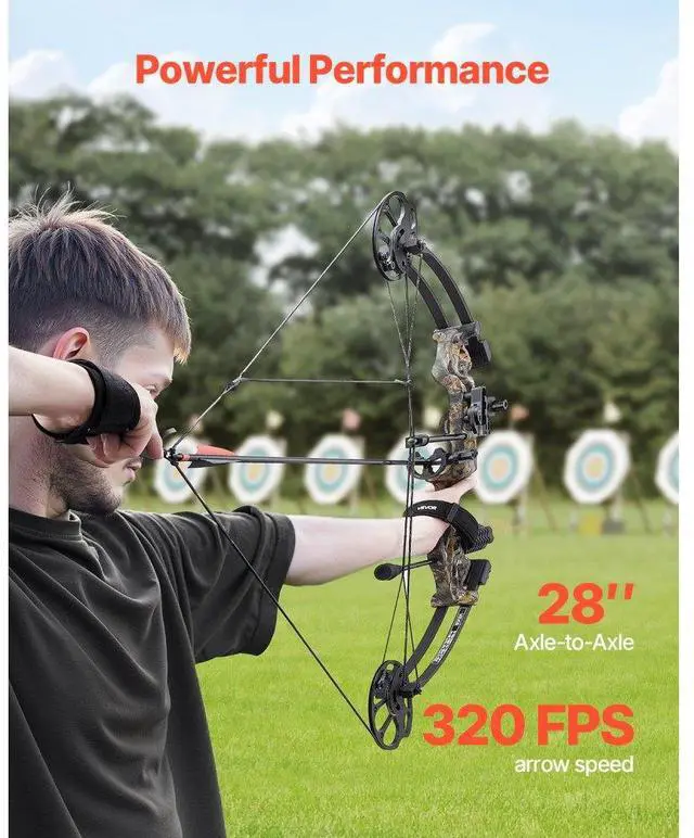 Alt view image 5 of 7 - Compound Bow Archery Right Hand Arrow Set 70 Lbs 320 fps Hunting Shooting Target