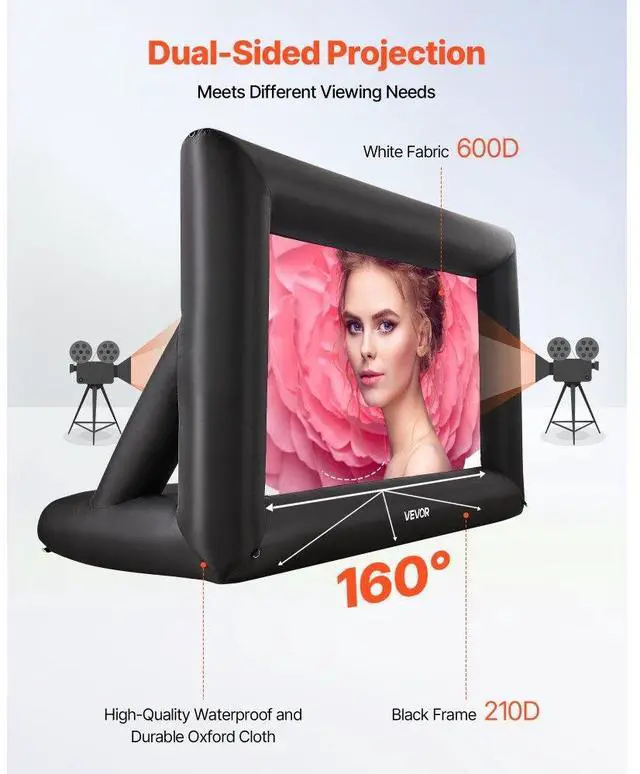 Alt view image 4 of 7 - VEVOR 14FT Inflatable Projector Screen, Inflatable Movie Screen Outdoor with 120W Air Blower Projector Screen Oxford Fabric Material Blow Up Screen for Outdoor Backyard, Home Theater, Theme Party