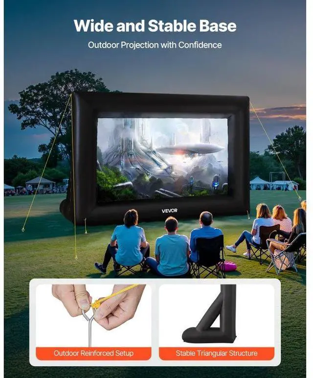 Alt view image 5 of 7 - VEVOR 14FT Inflatable Projector Screen, Inflatable Movie Screen Outdoor with 120W Air Blower Projector Screen Oxford Fabric Material Blow Up Screen for Outdoor Backyard, Home Theater, Theme Party