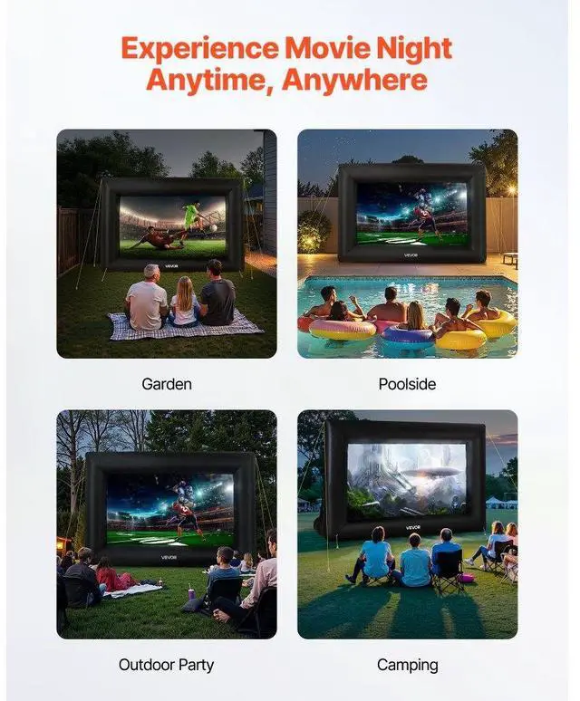 Alt view image 6 of 7 - VEVOR 14FT Inflatable Projector Screen, Inflatable Movie Screen Outdoor with 120W Air Blower Projector Screen Oxford Fabric Material Blow Up Screen for Outdoor Backyard, Home Theater, Theme Party