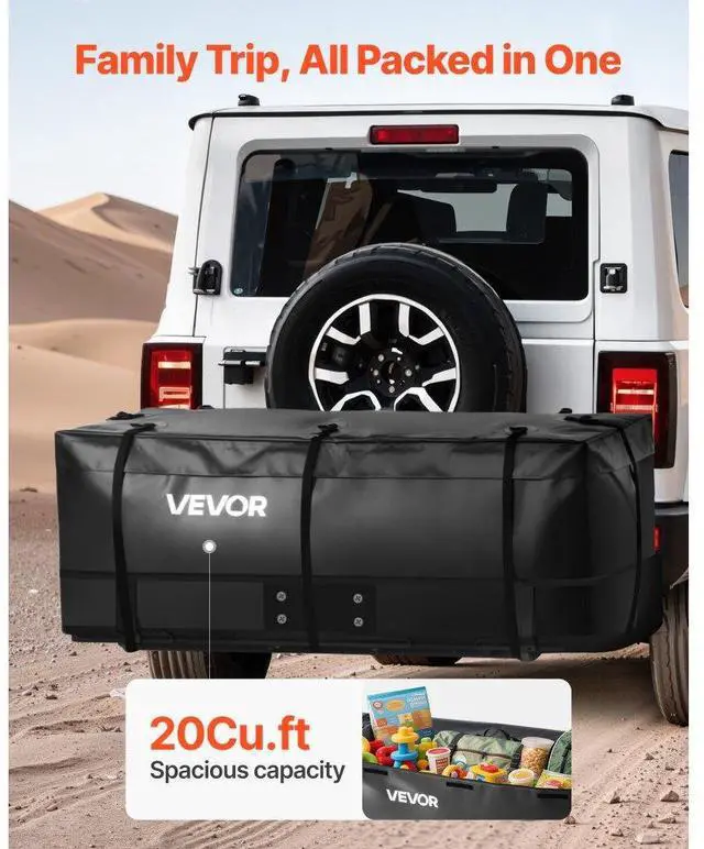 Alt view image 2 of 7 - Hitch Cargo Carrier Bag 59.84 x 23.9 x 24.02 in (20 Cu.ft) with 8 Straps