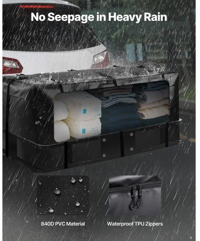 Alt view image 3 of 7 - Hitch Cargo Carrier Bag 59.84 x 23.9 x 24.02 in (20 Cu.ft) with 8 Straps