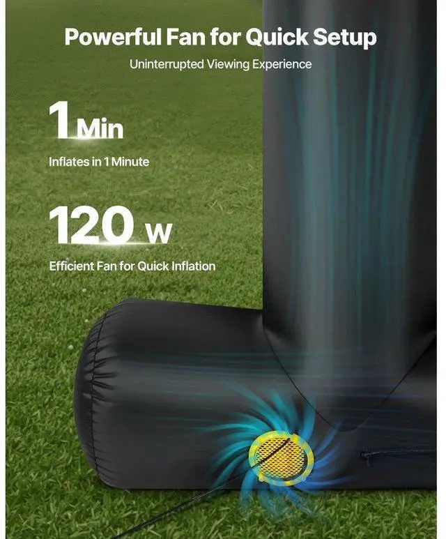 Alt view image 3 of 7 - VEVOR 15FT Inflatable Movie Screen, Inflatable Projector Screen with Portable Storage Bag, 16:9 Easy Set Up Movie Projection for Outdoor Backyard, Home Theater, Theme Party