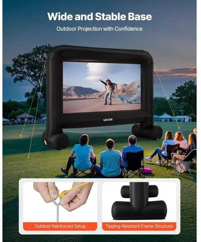 Alt view image 5 of 7 - VEVOR 15FT Inflatable Movie Screen, Inflatable Projector Screen with Portable Storage Bag, 16:9 Easy Set Up Movie Projection for Outdoor Backyard, Home Theater, Theme Party