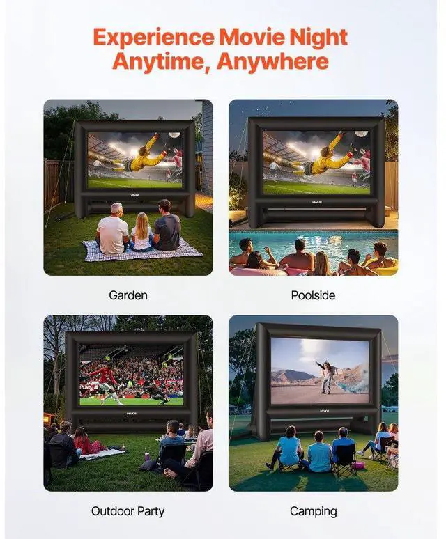 Alt view image 6 of 7 - VEVOR 18FT Inflatable Movie Screen, Inflatable Projector Screen with Portable Storage Bag, 16:9 Easy Set Up Movie Projection for Outdoor Backyard, Home Theater, Theme Party