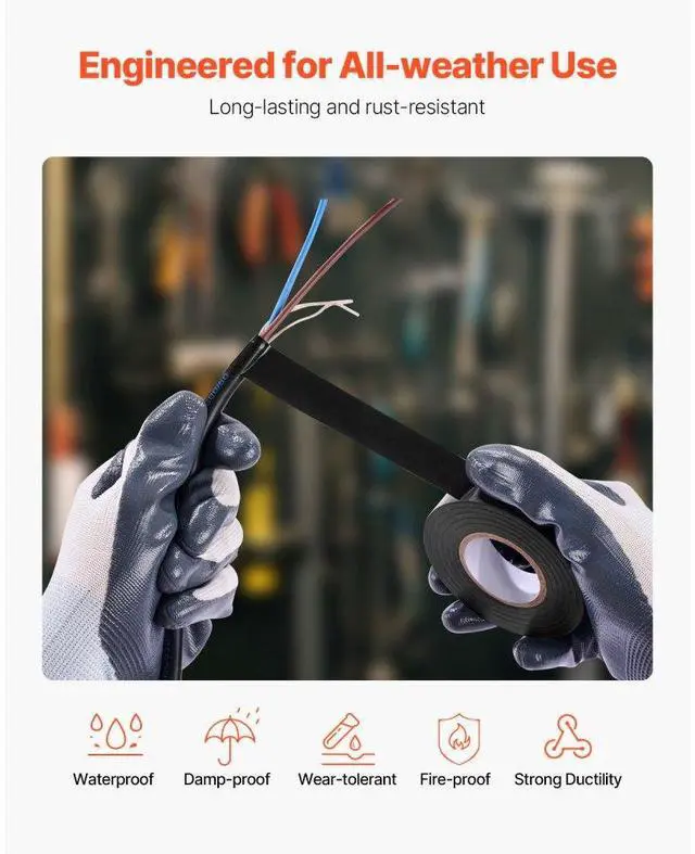 Alt view image 5 of 7 - 10 Rolls Electrical Tape PVC Insulating Tamp Adhesive Wire 3/4 in x 66 ft Black