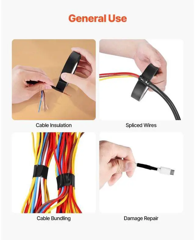 Alt view image 6 of 7 - 10 Rolls Electrical Tape PVC Insulating Tamp Adhesive Wire 3/4 in x 66 ft Black