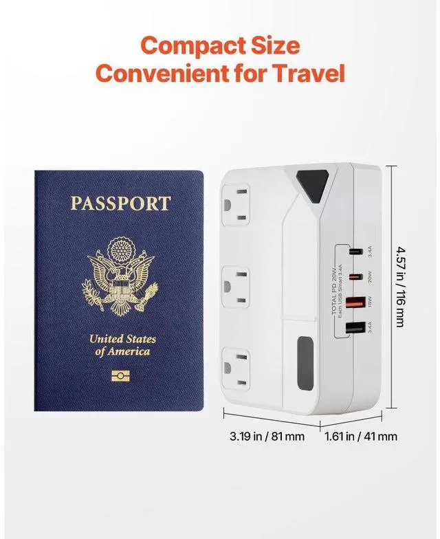 Alt view image 6 of 7 - Voltage Converter Step Down 220V to 110V Travel Adapter with 2 USB C Ports