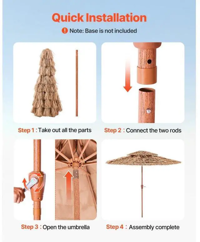 Alt view image 6 of 14 - Tiki Umbrella 2-Tier Thatched Patio Umbrella 9 ft for Pool Patio Beach