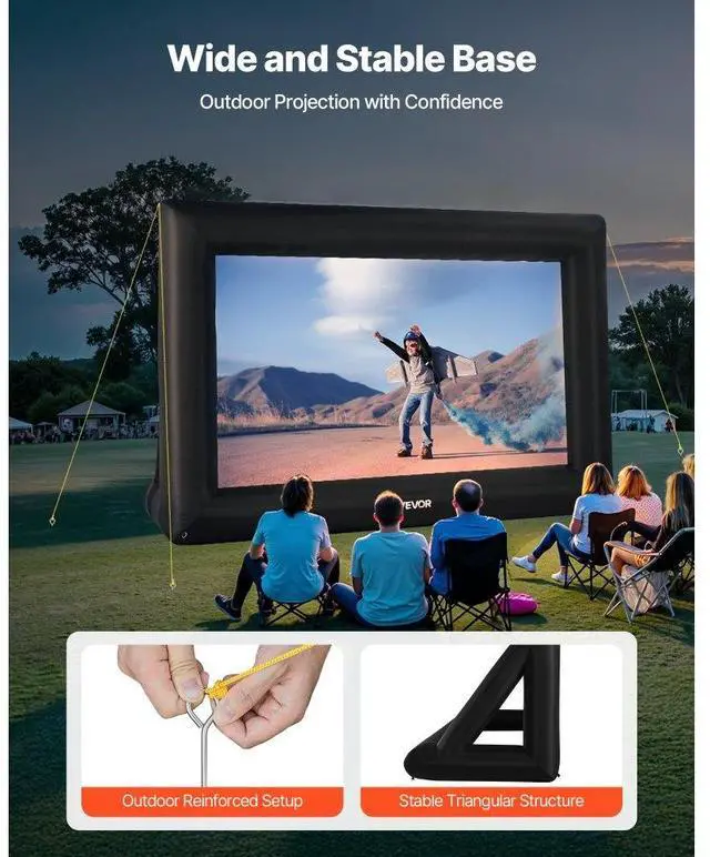 Alt view image 5 of 7 - VEVOR 16FT Inflatable Projector Screen, Inflatable Movie Screen Outdoor with 250W Air Blower Projector Screen Oxford Fabric Material Blow Up Screen for Outdoor Backyard, Home Theater, Theme Party