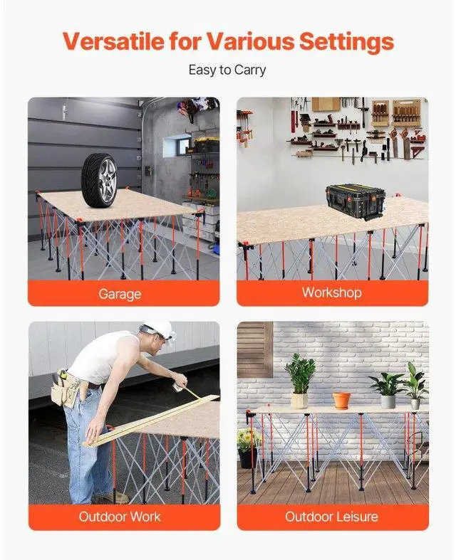 Alt view image 5 of 7 - Portable Folding Workstand 8.05 x 4.13ft Collapsible Work Stand 6000lbs Capacity