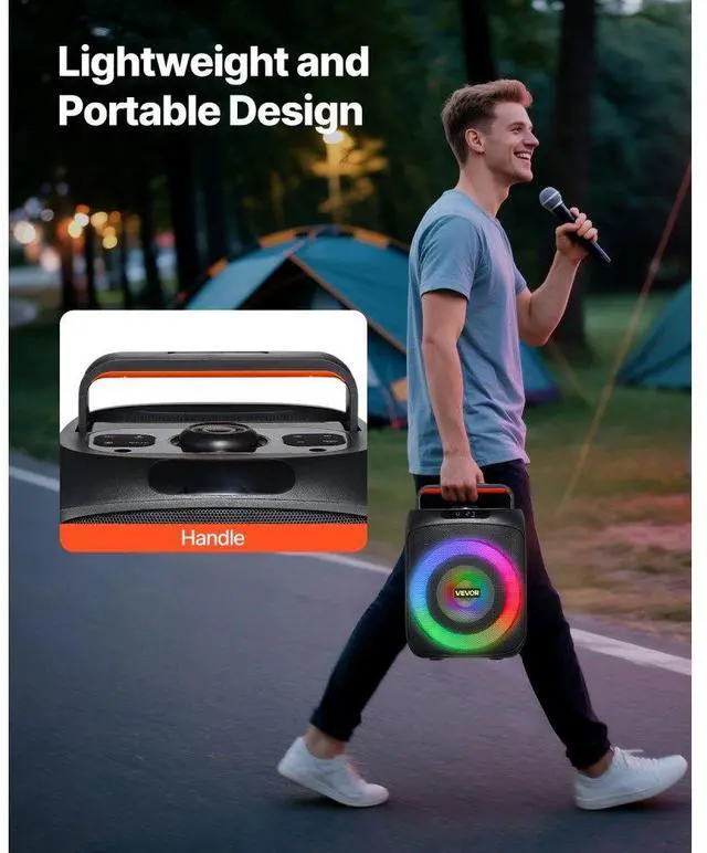 Alt view image 6 of 7 - Karaoke Machine for Adults 30W 6.5 in Portable Bluetooth Speaker 2 Wireless Mic