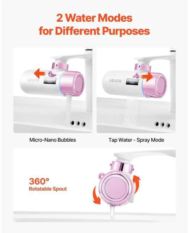 Alt view image 5 of 7 - Skincare Water Filter Bathroom Sink Faucet Purifier for Skin Pink + Gold