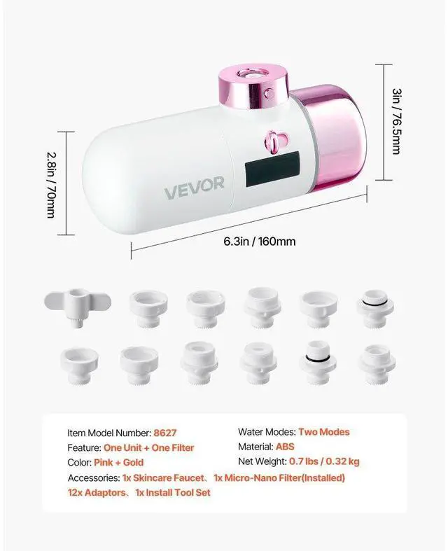 Alt view image 7 of 7 - Skincare Water Filter Bathroom Sink Faucet Purifier for Skin Pink + Gold