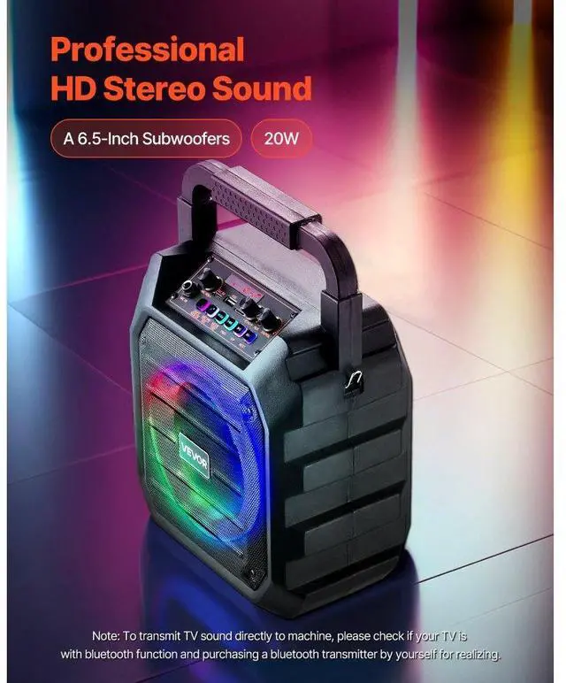 Alt view image 2 of 14 - Karaoke Machine for Adults 6.5 in Portable Bluetooth Speaker with 2 Wireless Mic