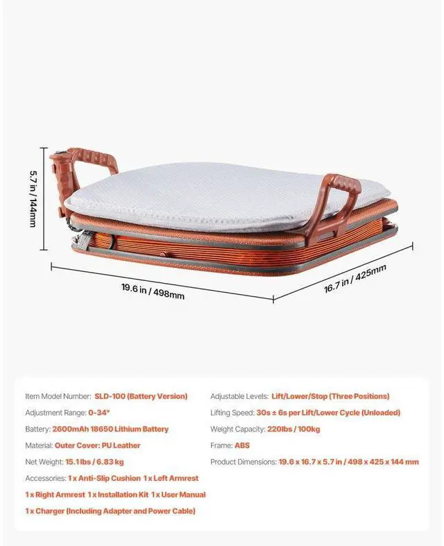 Alt view image 7 of 7 - Electric Seat Assist Lifting Cushion 200lb 34° Chair Lift Assist Device