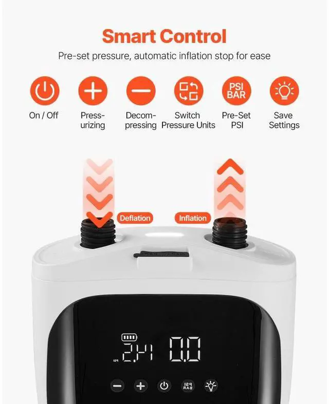 Alt view image 4 of 7 - Paddle Board Pump Rechargeable Battery-Powered 20PSI Electric SUP Air Pump