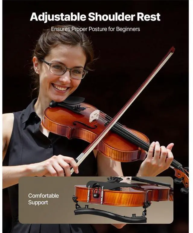 Alt view image 5 of 7 - Violin 4/4 Size Fiddle Set Solidwood for Beginners Glossy Brown Patterned