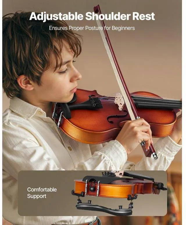 Alt view image 5 of 7 - Violin 1/2 Size Fiddle Set Solidwood for Beginners with Case Rosin Brown
