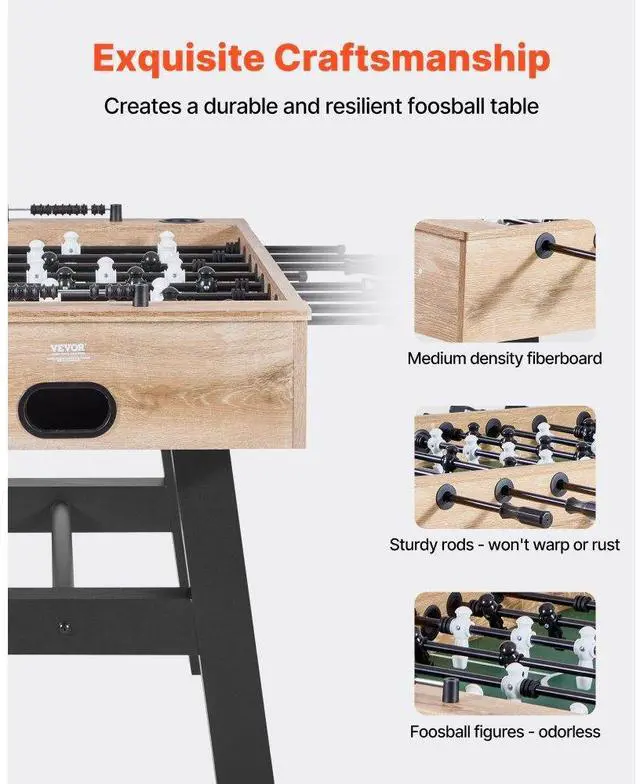 Alt view image 2 of 7 - 55 inch Foosball Soccer Game Table Standard Size Indoor Table for Home Game Room