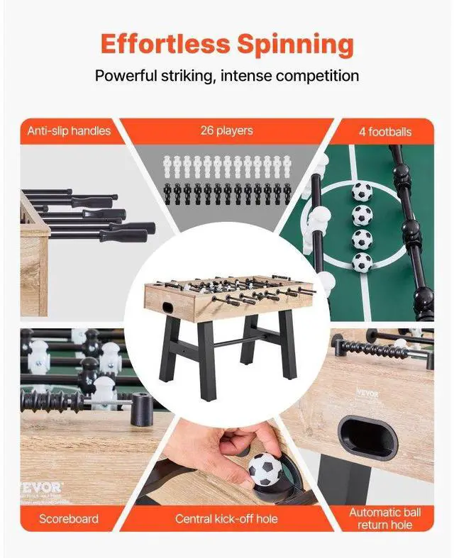 Alt view image 3 of 7 - 55 inch Foosball Soccer Game Table Standard Size Indoor Table for Home Game Room