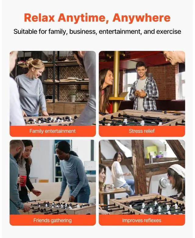 Alt view image 5 of 7 - 55 inch Foosball Soccer Game Table Standard Size Indoor Table for Home Game Room