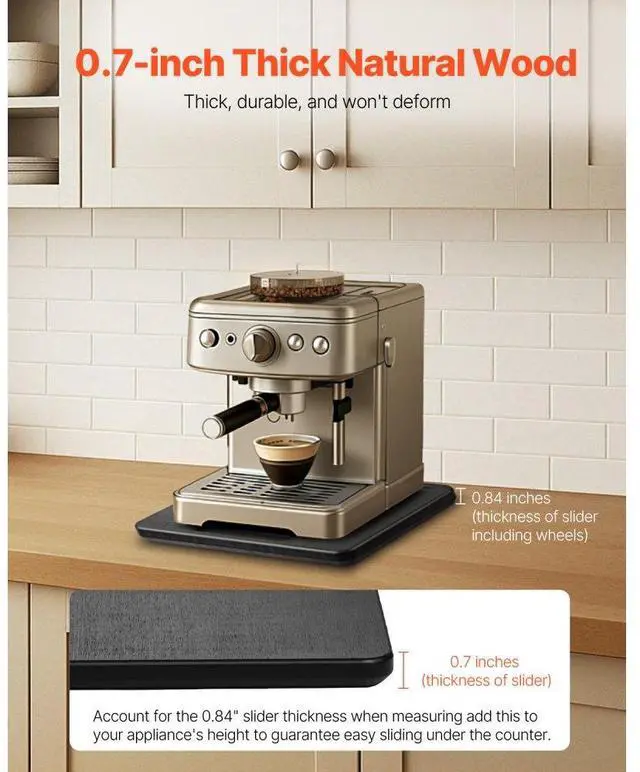 Alt view image 4 of 14 - VEVOR Appliance Slider 10.5 x 13 in Sliding Tray for Coffee Maker Black