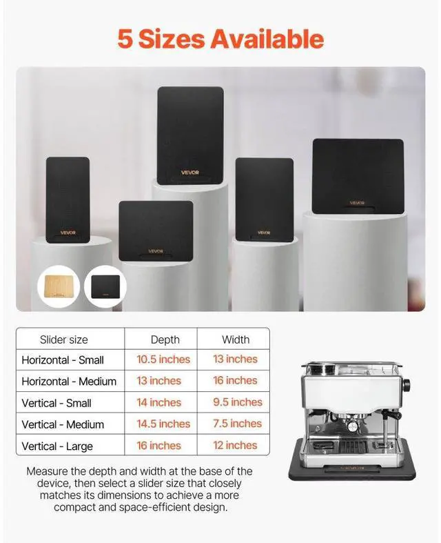 Alt view image 7 of 14 - VEVOR Appliance Slider 10.5 x 13 in Sliding Tray for Coffee Maker Black