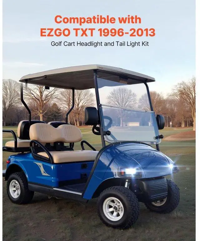 Alt view image 2 of 7 - 12 Volt Golf Cart LED Headlight Tail Light Kit For EZGO TXT 1996-2013 Models