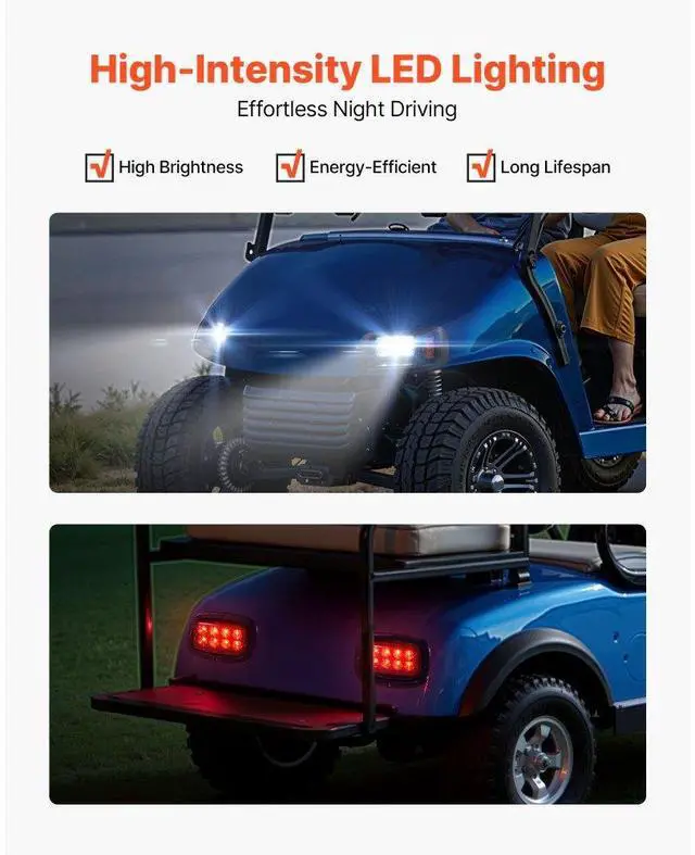 Alt view image 3 of 7 - 12 Volt Golf Cart LED Headlight Tail Light Kit For EZGO TXT 1996-2013 Models