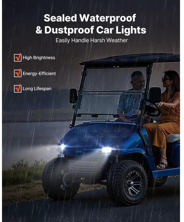 Alt view image 4 of 7 - 12 Volt Golf Cart LED Headlight Tail Light Kit For EZGO TXT 1996-2013 Models