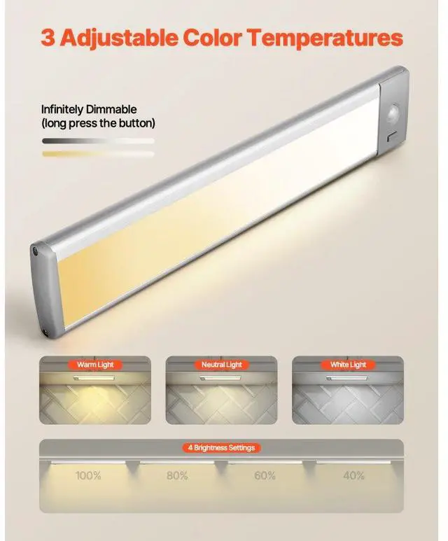 Alt view image 2 of 7 - Under Cabinet Lighting 2 PCS 62 LED Motion Sensor Lights Battery Operated