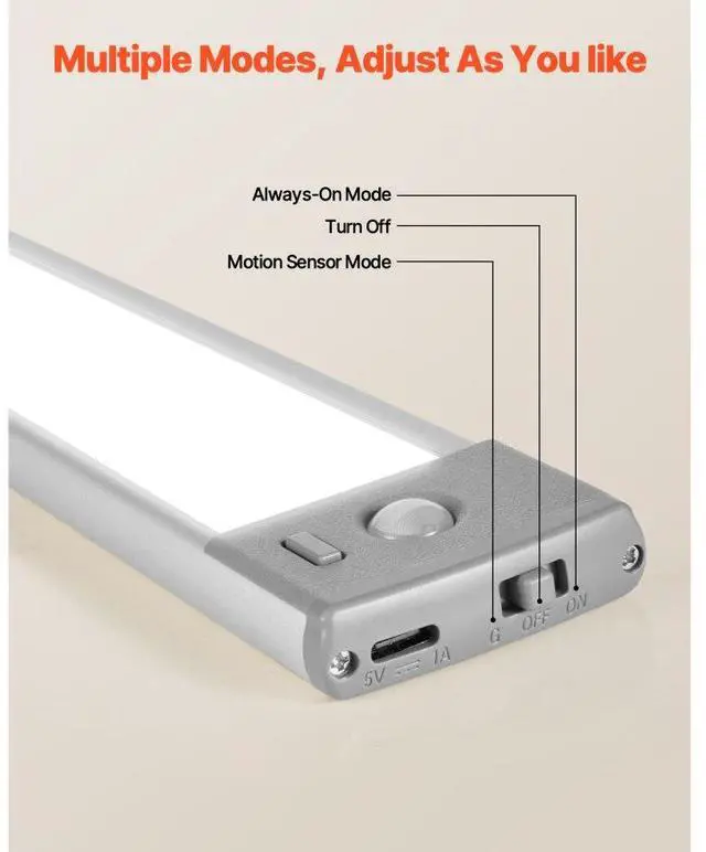 Alt view image 3 of 7 - Under Cabinet Lighting 2 PCS 62 LED Motion Sensor Lights Battery Operated