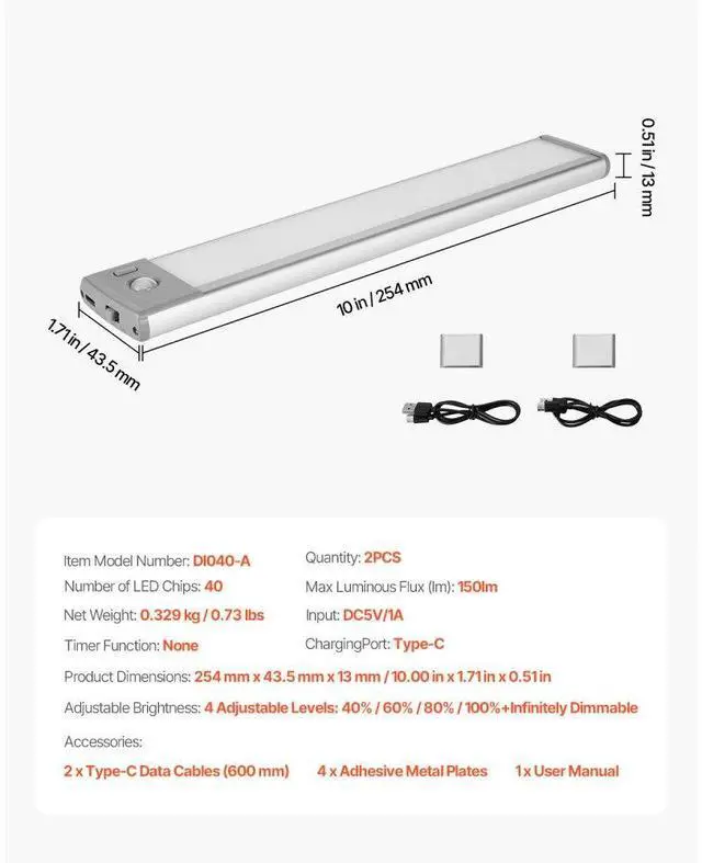 Alt view image 7 of 7 - Under Cabinet Lighting 2 PCS 62 LED Motion Sensor Lights Battery Operated