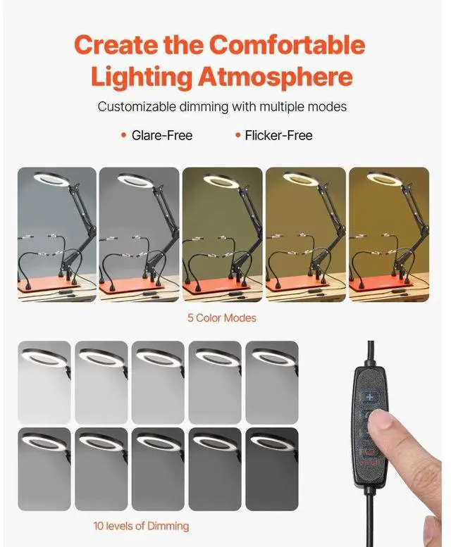 Alt view image 3 of 7 - Magnetic Helping Hands Soldering Station 3X LED Magnifying Lamp 4 Arms