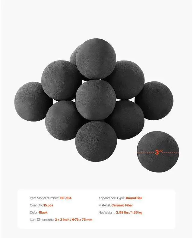 Alt view image 7 of 7 - 3 Inch 15 Pcs Ceramic Fire Balls Round Fire Stones Reusable Lava Rocks