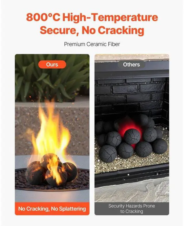 Alt view image 3 of 7 - 5 Inch 6 Pcs Ceramic Fire Balls Round Fire Stones Reusable Lava Rocks
