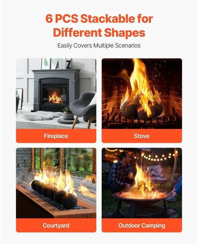 Alt view image 6 of 7 - 5 Inch 6 Pcs Ceramic Fire Balls Round Fire Stones Reusable Lava Rocks