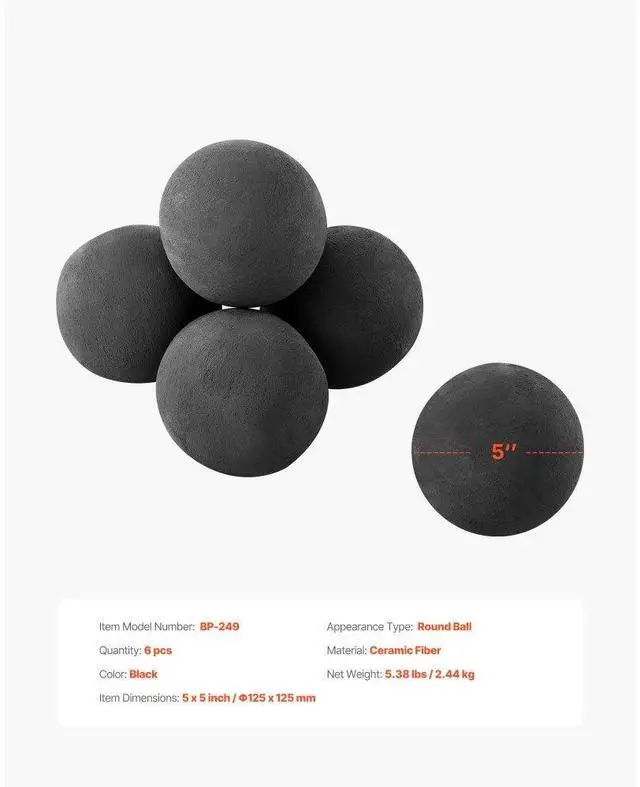 Alt view image 7 of 7 - 5 Inch 6 Pcs Ceramic Fire Balls Round Fire Stones Reusable Lava Rocks