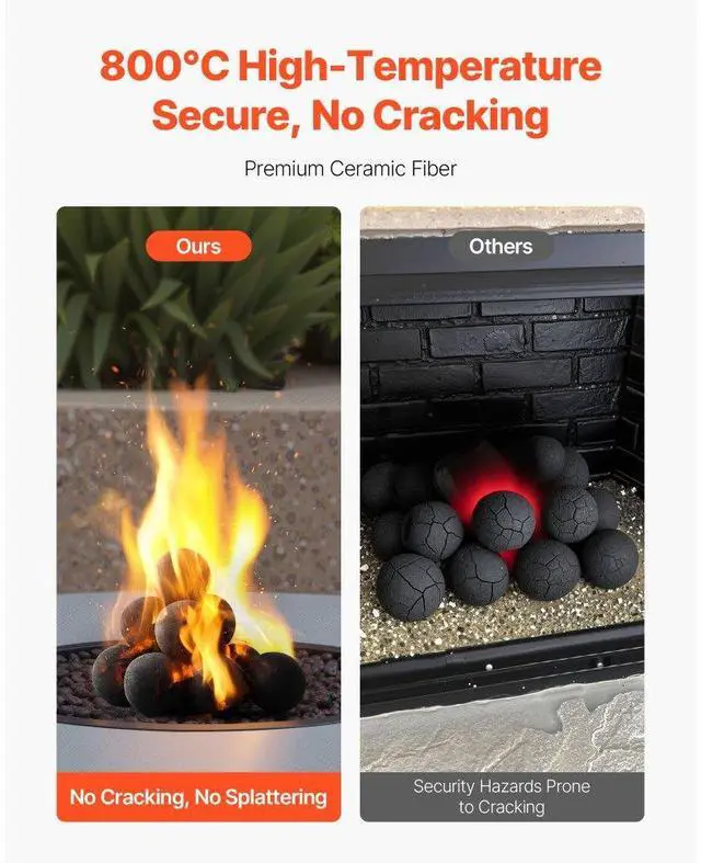 Alt view image 3 of 7 - 4 Inch 12 Pcs Ceramic Fire Balls Round Fire Stones Reusable Lava Rocks