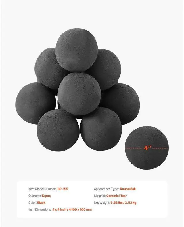 Alt view image 7 of 7 - 4 Inch 12 Pcs Ceramic Fire Balls Round Fire Stones Reusable Lava Rocks