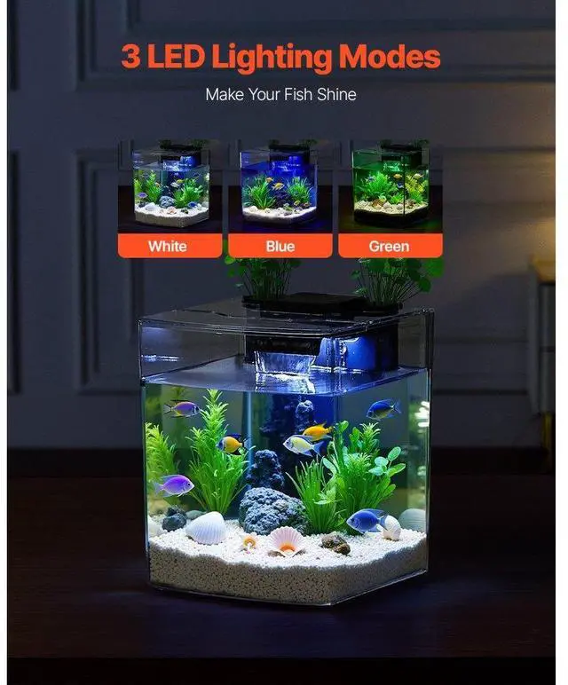 Alt view image 3 of 7 - 2 Gallon Fish Tank Aquarium Smart Arch Clear GPPS 3 Color Self Cleaning