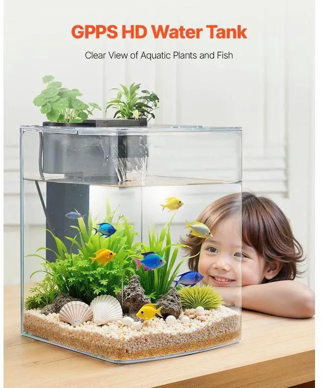Alt view image 5 of 7 - 2 Gallon Fish Tank Aquarium Smart Arch Clear GPPS 3 Color Self Cleaning