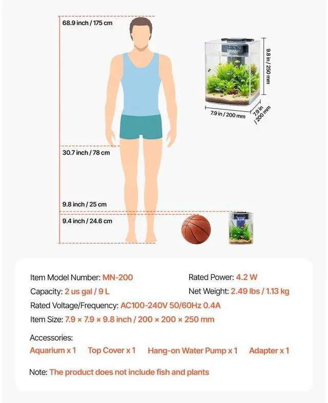 Alt view image 7 of 7 - 2 Gallon Fish Tank Aquarium Smart Arch Clear GPPS 3 Color Self Cleaning