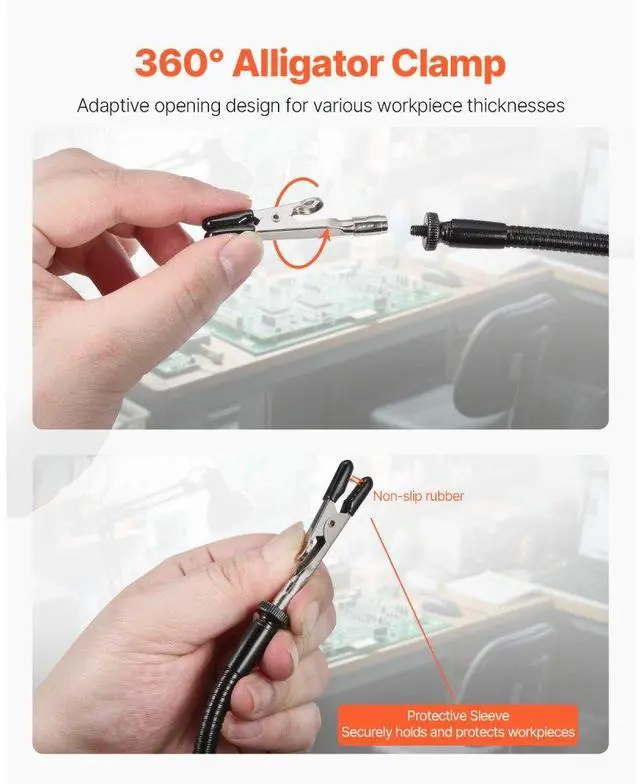 Alt view image 4 of 7 - Magnetic Helping Hands Soldering Station 4 Flexible Arms Alligator Clips