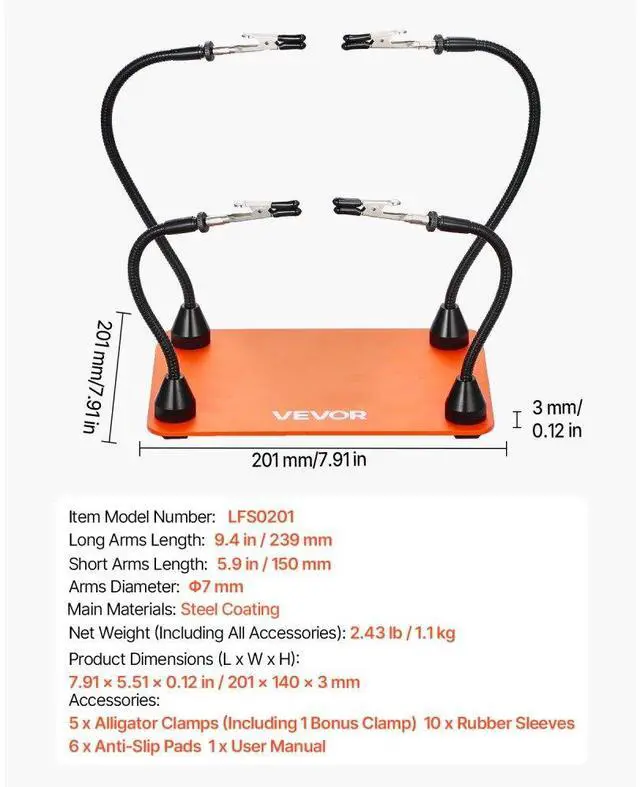 Alt view image 7 of 7 - Magnetic Helping Hands Soldering Station 4 Flexible Arms Alligator Clips