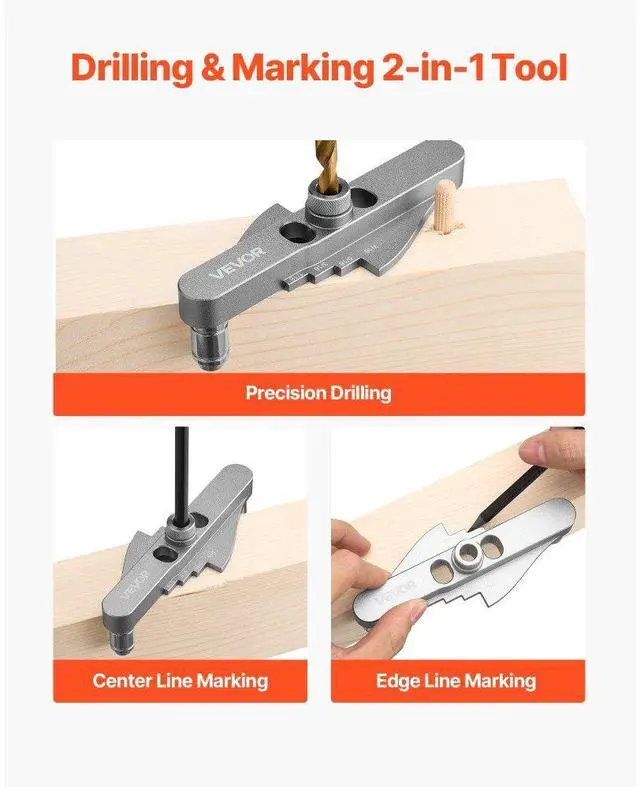 Alt view image 2 of 7 - Doweling Jig Kit Self Centering Dowel Drill Jig for Woodworking with Drill Bit